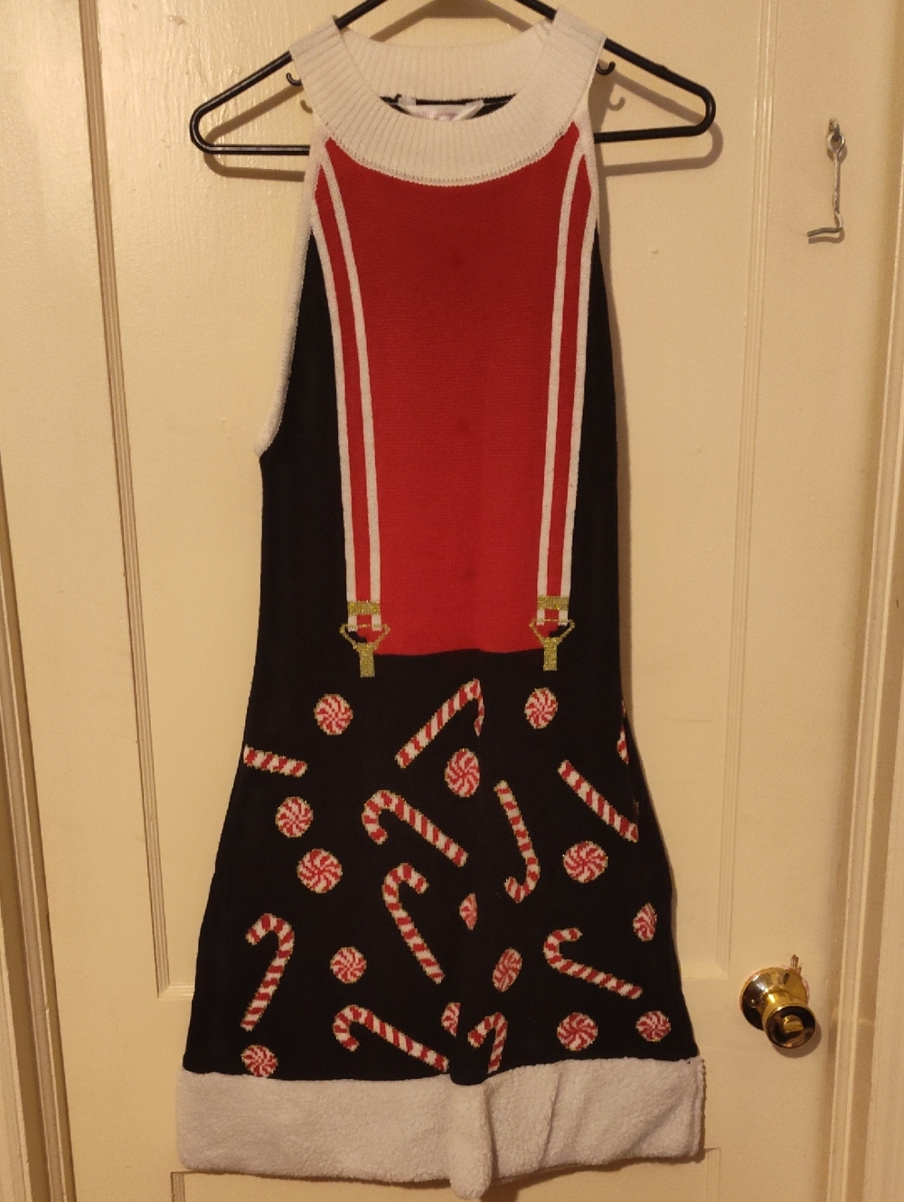 No Boundaries Red, Black & White Knit Sweater Dress